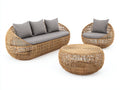 Gartensofa Set Rattanoptik 260x210x76 cm - Natur-Grau - modernes Design mit rundem Couchtisch