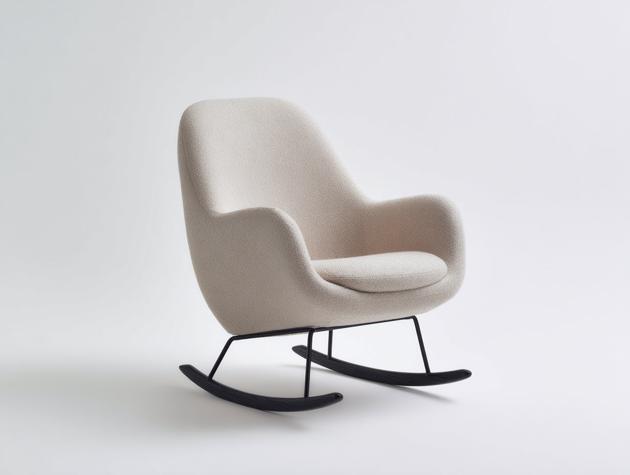 Schaukelstühle Stoff 78x88x96 cm - Beige-Schwarz - modernes Design mit Kufen