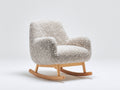 Schaukelstühle Bouclé Stoff 78x84x92 cm - Creme-Natur - modernes Design mit Holzkufen