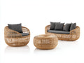 Gartensofa Rattan Set 185x82x76 cm - Naturfarben-Grau - modernes Lounge-Design