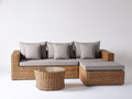 Gartensofa Polyrattan 250x180x78 cm Natur Grau - Lounge Set mit Tisch