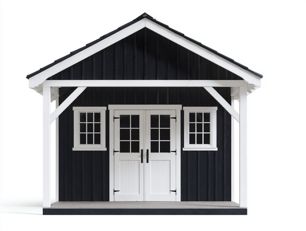 Gartenhäuser Holz 340x260x250 cm - Schwarz-Weiß - Landhausstil mit Doppeltür