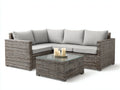 Gartensofa Polyrattan 220x170x78 cm Grau-Hellgrau - modernes Ecksofa Set mit Tisch für Garten