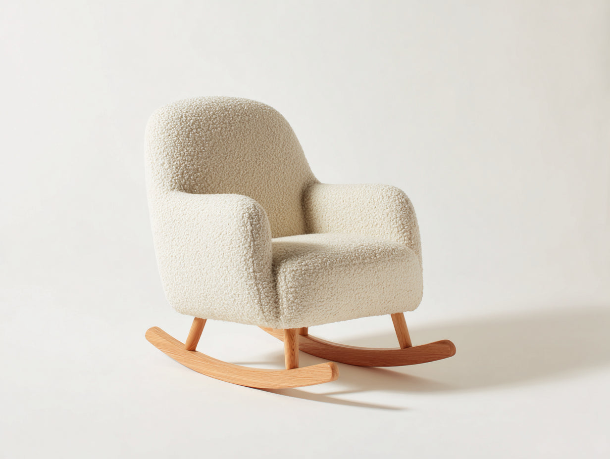 Schaukelstuhl Teddy-Stoff 72x88x94 cm - Creme - modernes Wohnraumdesign