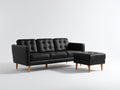 Ecksofa Kunstleder 230x150x83 cm Schwarz - modernes Sofa mit Hocker für Wohnzimmer