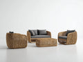 Gartensofa Set Rattanoptik 260x210x75 cm - Natur-Grau - modernes Design mit Couchtisch