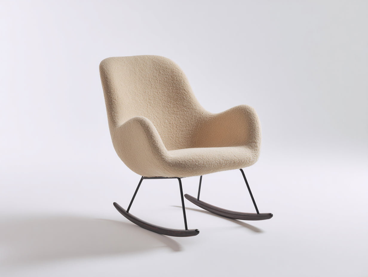 Schaukelstühle Boucléstoff 82x76x94 cm Cremeweiß Modernes Wohndesign