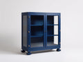 Bücherregal Holzwerkstoff 120x40x110 cm Blau für Wohnzimmer - Modernes Design mit Glastüren