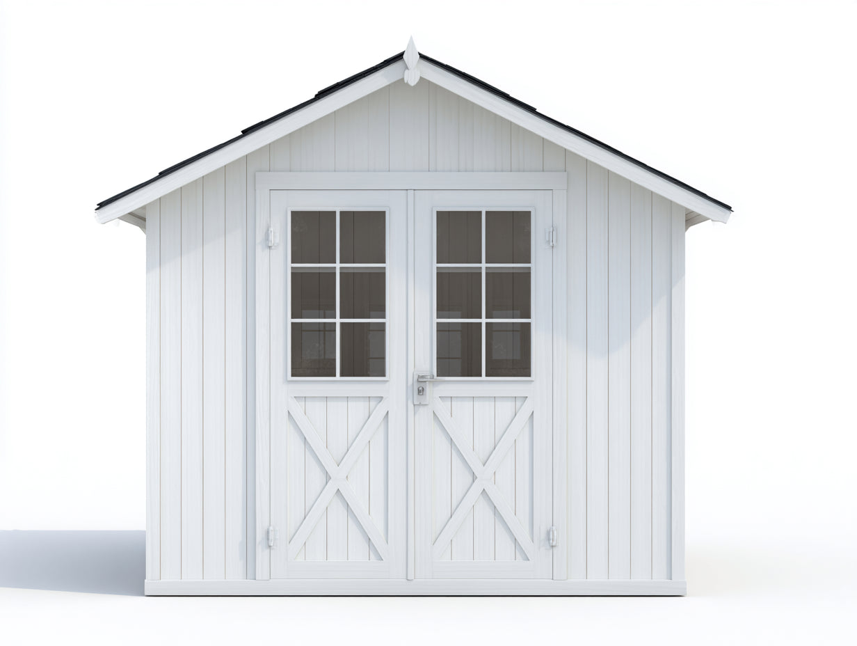 Gartenhäuser Holz 260x220x245 cm - Weiß - Landhausstil mit Doppeltür