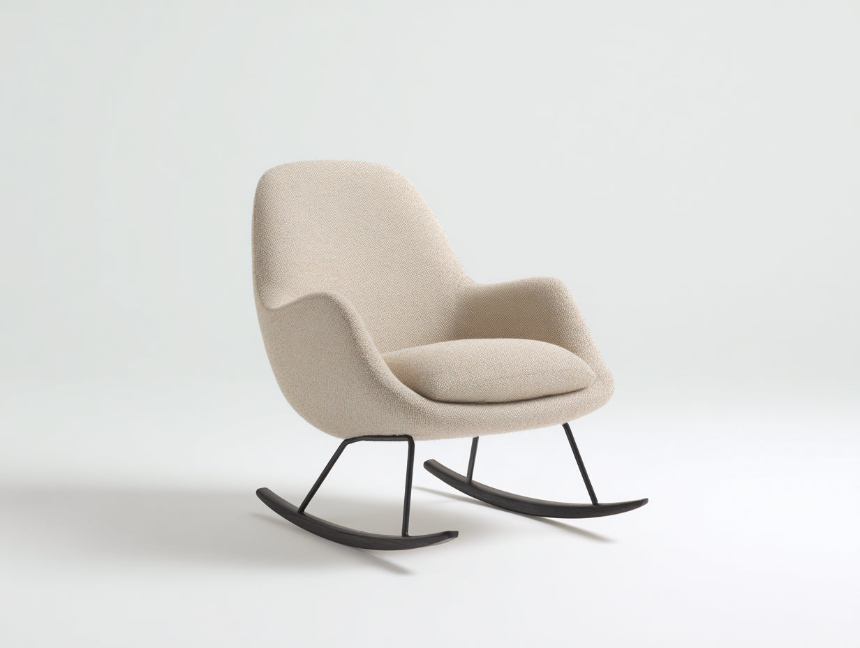 Schaukelstühle Stoff 74x88x92 cm Beige-Schwarz - moderner Relaxstuhl für Wohnzimmer