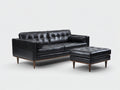 Gerades Sofa Kunstleder mit Hocker 185x85x82 cm - Schwarz - modernes Design