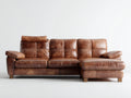 Ecksofa Echtleder 260x165x88 cm braun für Wohnzimmer - modernes Design mit Ottomane
