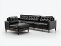 Ecksofa Echtleder 285x175x85 cm schwarz für Wohnzimmer - modernes Design mit Ottomane