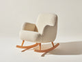 Schaukelstühle Bouclé Stoff 76x86x94 cm - Creme-Natur - modernes Design mit Holzkufen