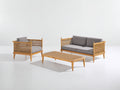 Gartensofa Set Rattan Holz 168x78x76 cm - Naturfarben-Grau - modernes Outdoor-Design