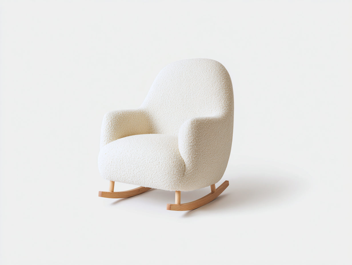 Schaukelstühle Bouclé Stoff 70x82x86 cm Beige-Natur - moderner Relaxstuhl für Wohnzimmer