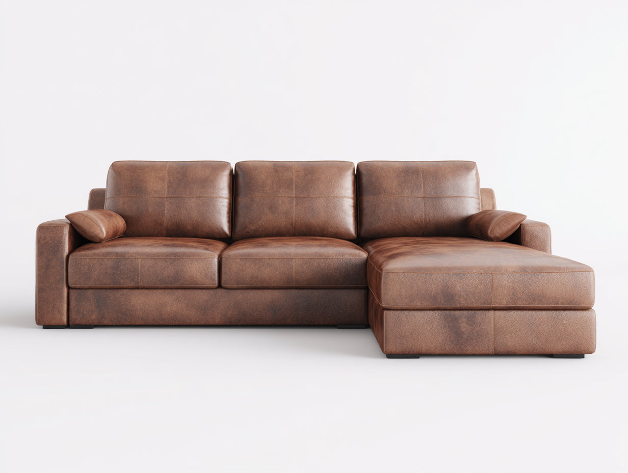Ecksofa Kunstleder 265x165x88 cm Braun für Wohnzimmer - Moderne Recamiere