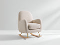 Schaukelstühle Bouclé Stoff 74x81x95 cm creme für Wohnzimmer - mit Holzschaukelfüßen und Metallstreben