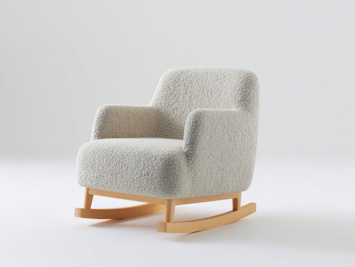 Schaukelstuhl Teddy-Stoff 76x90x86 cm - Creme - modernes Wohnzimmerdesign
