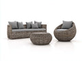 Gartensofa Polyrattan 220x85x78 cm Naturgrau Grau - Lounge Set mit Sessel und Tisch
