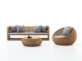 Gartensofa Rattangeflecht 210x75x80 cm Natur-Grau - modernes Lounge Set mit Sessel und Tisch für Garten