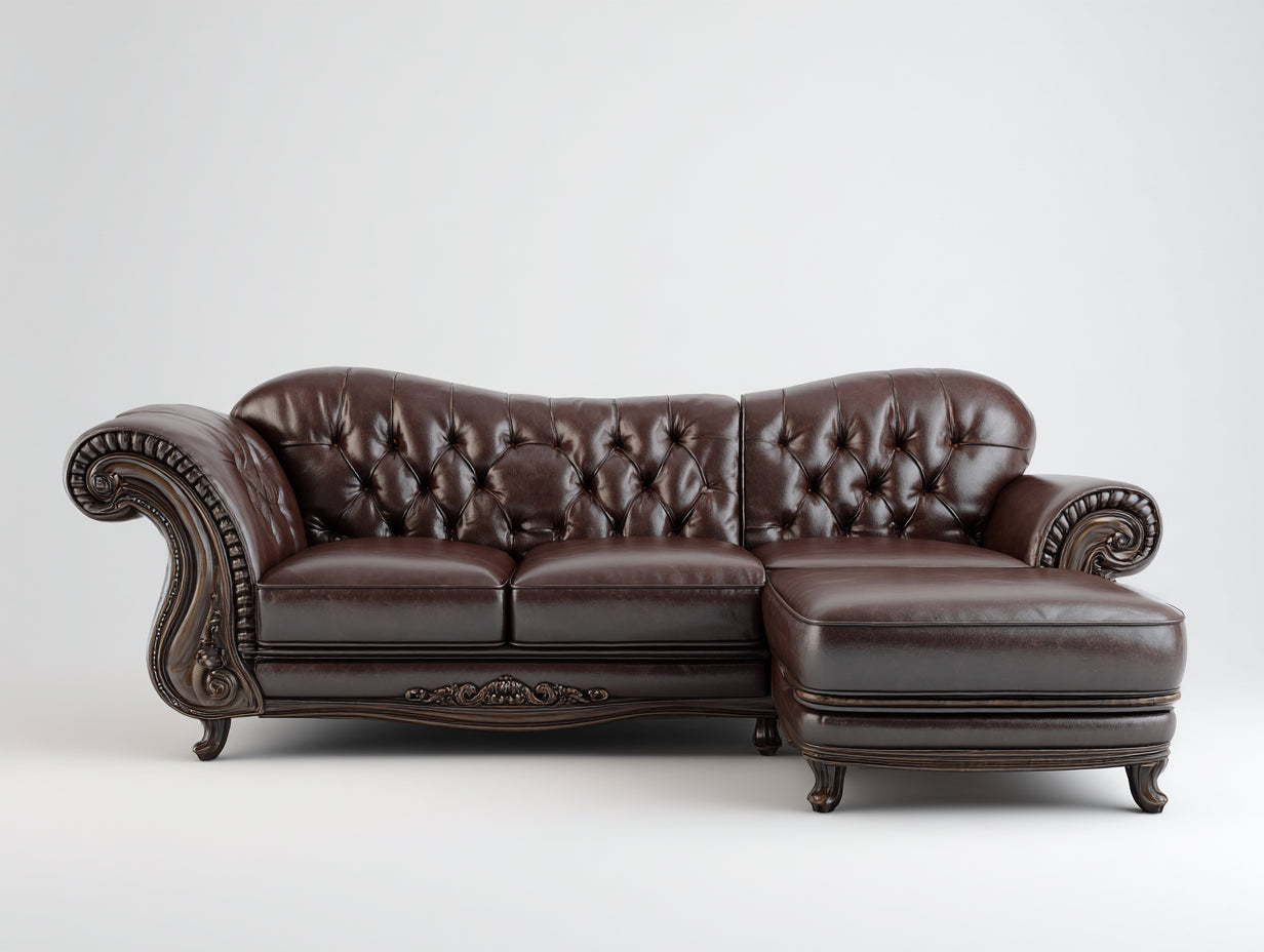 Ecksofa Kunstleder 270x170x92 cm - Dunkelbraun - klassisches Chesterfield-Design