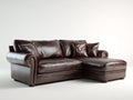Ecksofa Echtleder 275x170x86 cm dunkelbraun für Wohnzimmer - klassisches Design mit Ottomane