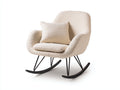 Schaukelstühle Bouclé Stoff 78x84x92 cm creme-schwarz für Wohnzimmer - mit Metallgestell und Schaukelfüßen