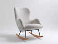 Schaukelstühle Boucléstoff 84x78x96 cm Cremeweiß Moderner Relaxsessel mit Holzkufen