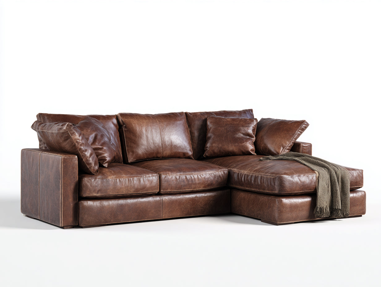Ecksofa Kunstleder 280x170x82 cm Braun für Wohnzimmer - Modernes Design mit Recamiere