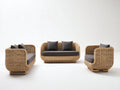 Gartensofa Rattan Set 210x82x78 cm - Naturfarben-Grau - modernes Gartendesign